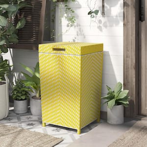 Limewood 29 Gal. Yellow and White Outdoor Trash Can