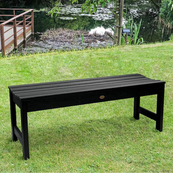 Highwood Lehigh 4 ft. 2-Person Black Recycled Plastic Outdoor Picnic Bench