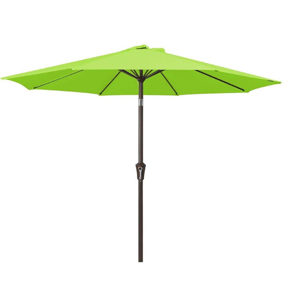 9 ft. Iron Market Tilt Patio Umbrella in Apple Green with Push Button Tilt