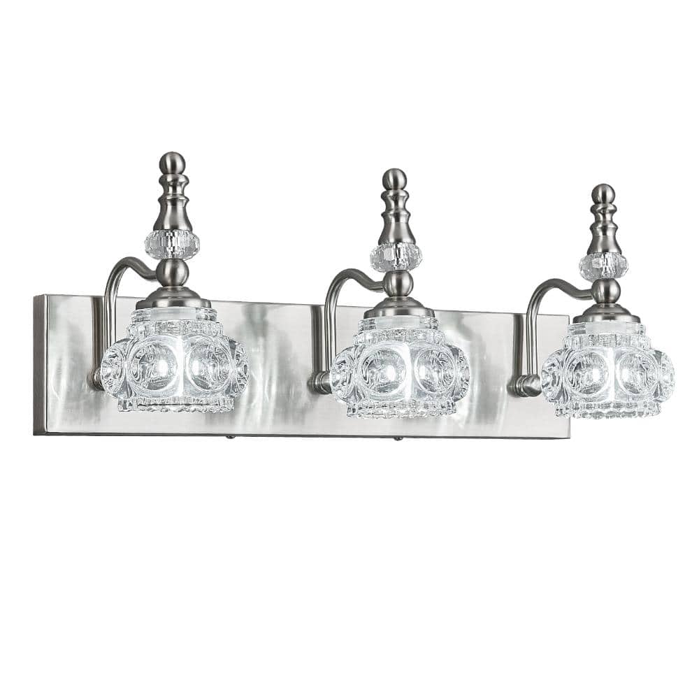 19.68 in. 3-Light SandNickel Vanity Light Clear Glass For Bathroom Mirror Bedroom Hallway Farmhouse price history on PriceWatchPro