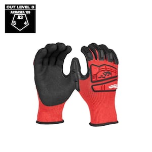 Large Red Nitrile Level 3 Cut Resistant Impact Gloves