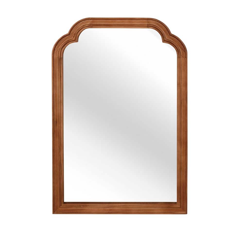 20 in W x 30 in. H Yellow Wood Frame Rounded Corner Decorative Mirror For Bedroom