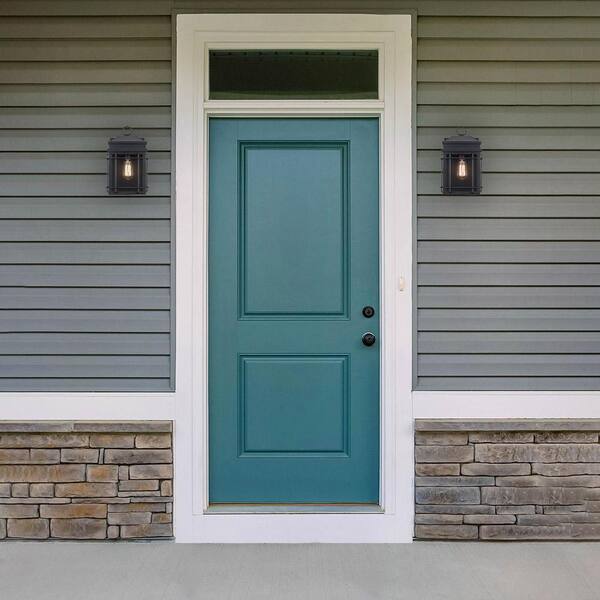 Bel Air 14 in. 1-Light Black Outdoor Pocket Wall Light Fixture with Clear Glass