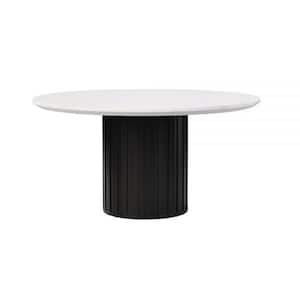 Jaramillo Engineering Marble Top & Black Finish Marble 54 in. Pedestal Dining Table Seats 4