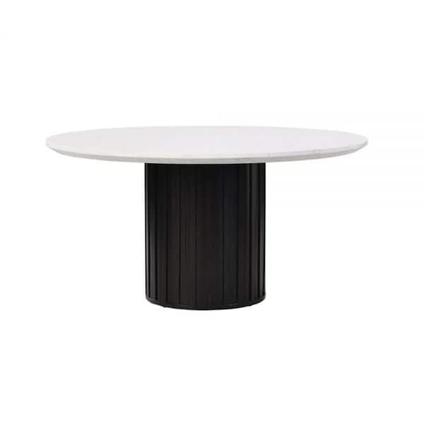 Acme Furniture Jaramillo Engineering Marble Top & Black Finish Marble 54 in. Pedestal Dining Table Seats 4