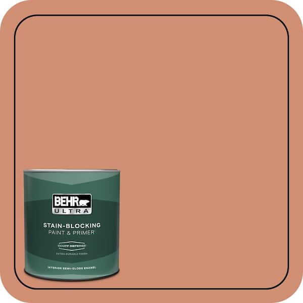 BEHR ULTRA 1 qt. #M200-5 Terra Cotta Clay Extra Durable Semi-Gloss Enamel Interior Paint & Primer