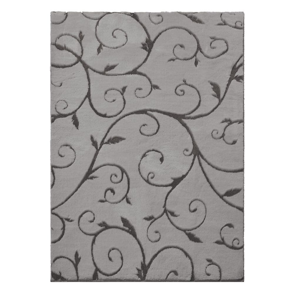 5 ft. x 7 ft. Gray Vine Lines Washable Microfleece Vine Area Rug price history on PriceWatchPro
