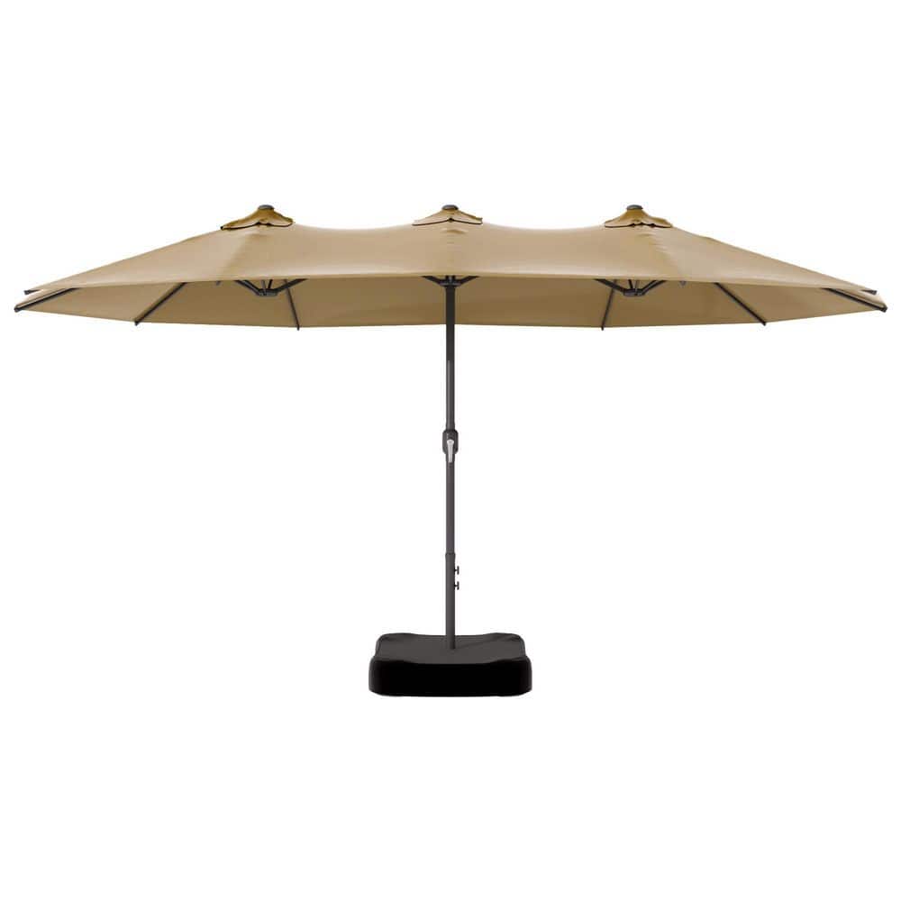 15 ft. x 8.7 ft. Market Double Sided Umbrella Outdoor Patio Umbrella Twin Umbrellas in Beige with Base price history on PriceWatchPro
