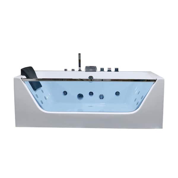 A&E Santa 67 in. x 30.5 in. Whirlpool Bathtub with Left Drain in White