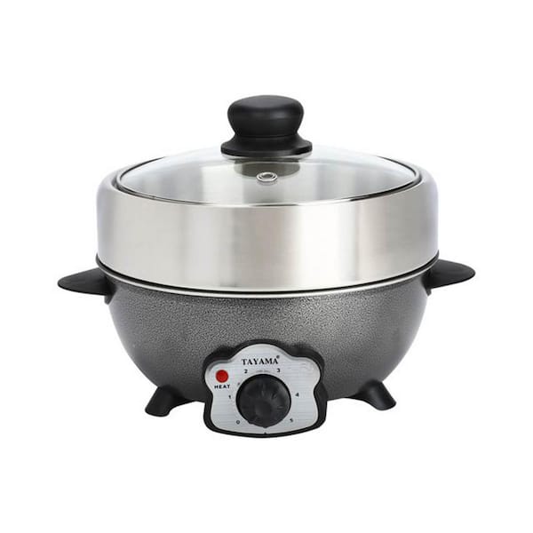 Tayama Shabu and Grill 2 Qt. Grey Electric Multi-Cooker with Stainless Steel Pot