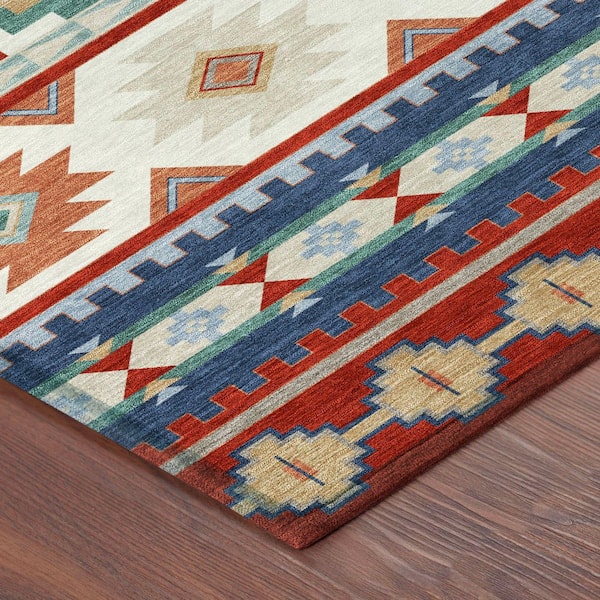Chantille Machine Washable Indoor/Outdoor Abstract ACN2539 Red 5 ft. x 7 ft. 6 in. Area Rug
