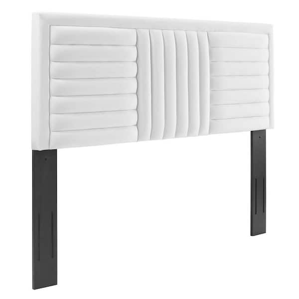 MODWAY Believe Channel Tufted Performance Velvet King/California King Headboard in White