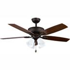 Hampton Bay Devron 52 in. LED Indoor Matte White Ceiling Fan with Light ...