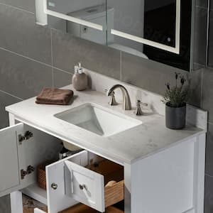 Bourne 37 in. W x 22 in. D Engineered Stone Vanity Top in Carrara White with Single White Sink