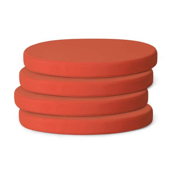 WESTIN OUTDOOR FadingFree (Set of 4) 16 in. Round Outdoor Patio Circle Dining Chair Seat Cushions in Orange