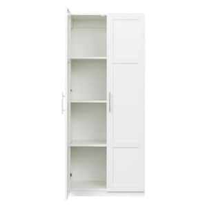 White Armoire Wardrobe Tall Cabinet 3 Partitions to Separate 4 Storage Spaces (29.5 in. W x 15.7 in. D x 70.8 in. H)