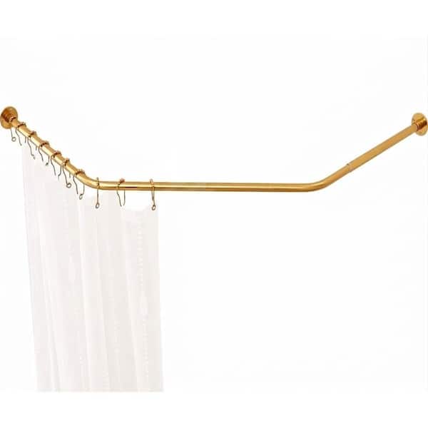 Diamond Shaped Corner Shower Curtain Rod with Ceiling Support, Adjustable 304 Stainless Steel, 12 Ring
