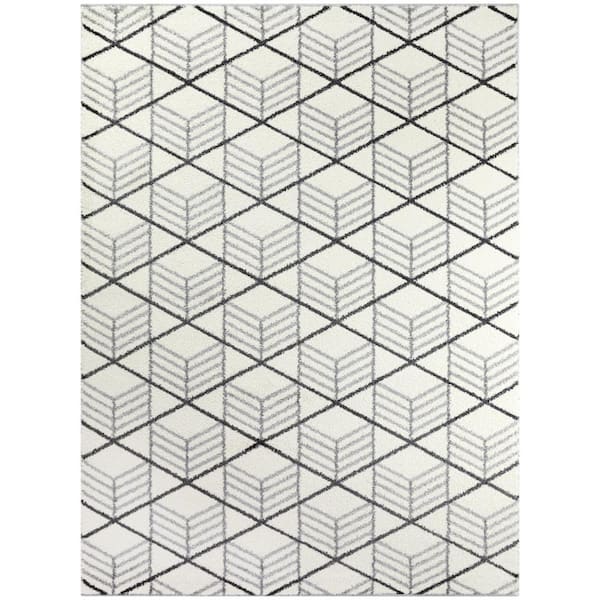 BALTA Matheson White 4 ft. x 6 ft. Modern Trellis Area Rug