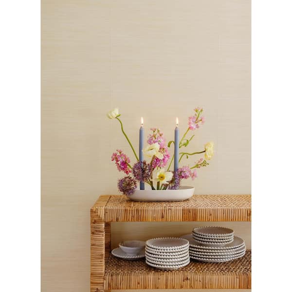 Cashmere Classic Faux Grasscloth Off-White Textured Peel and Stick Wallpaper