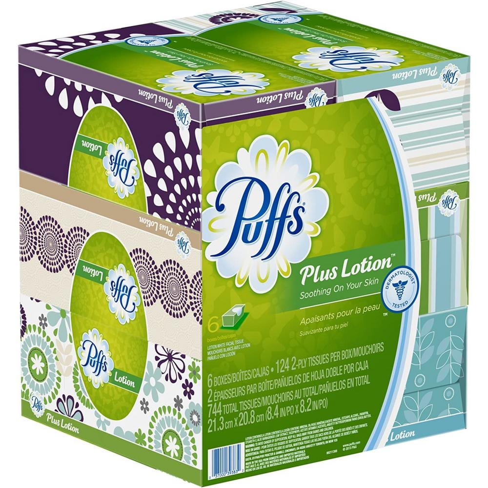 Puffs Plus Lotion White Facial Tissues 124 ct Box