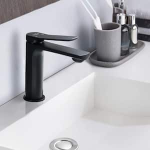 Morly Single-Handle Single-Hole Bathroom Faucet with Deck Plate Vanity Sink Faucet in Matte Black
