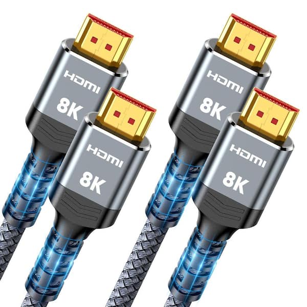 Etokfoks 15 ft. RG6 Shielded Gold Plated HDMI Cable Wire - Gray