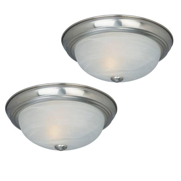 Designers Fountain Reedley Collection 2-Light Satin Platinum Ceiling Flushmount (2-Pack)