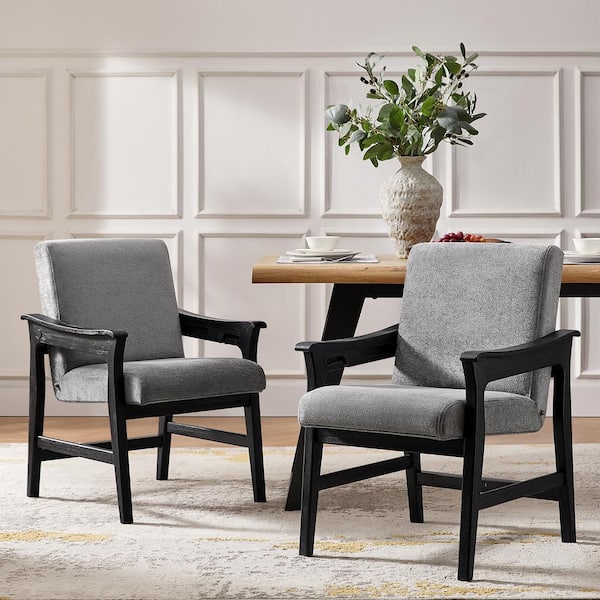 JAYDEN CREATION Lenny Grey 23.5 in. W Modern Upholstered Dining Chair with Solid Wood Legs (Set of 2)
