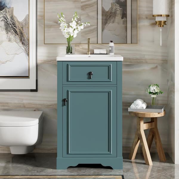 BA GREEN☆ LuckByte 20 in. x 18.3 in. Green Wood Rectangle Vessel Sink