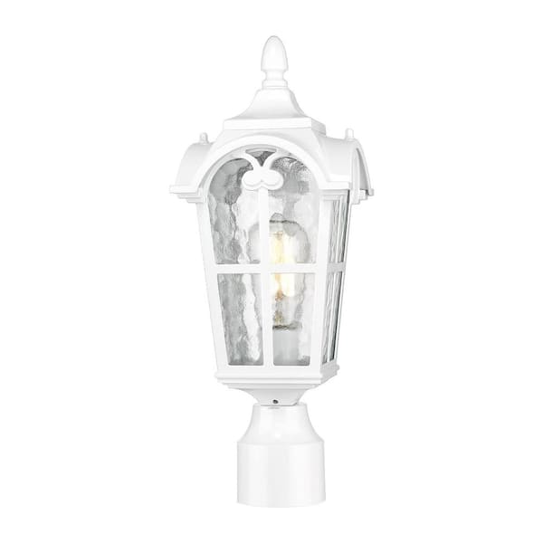JAZAVA 1-Light White Aluminum Hardwired Outdoor Weather Resistant Post Light Set with No Bulbs Included