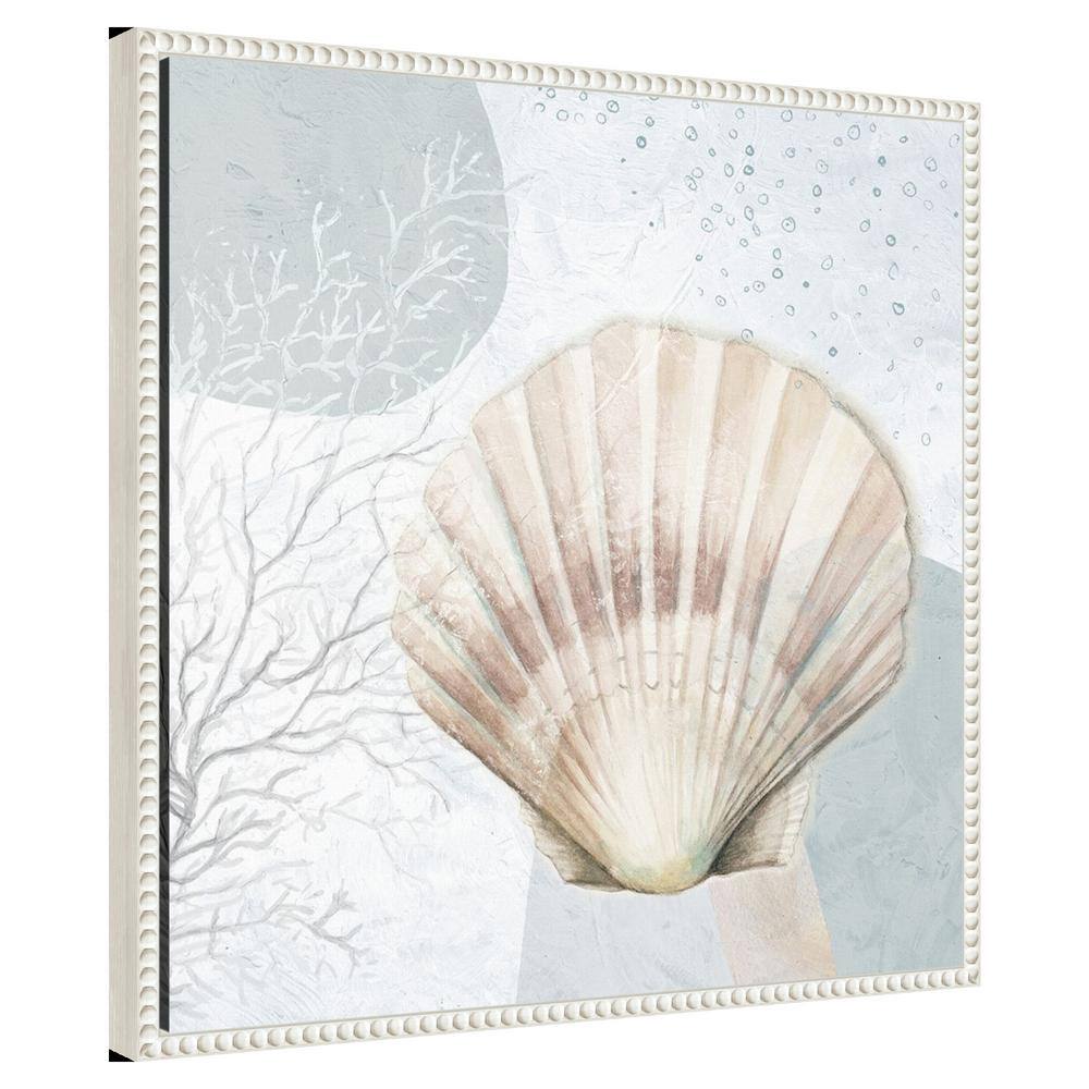 Blush Scallop Nautical Canvas Print with Beaded Frame