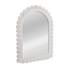 23.8 in. W x 31.5 in. H Arched Raised Scallop Wood White Decorative Mirror