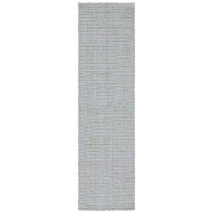 Natural Fiber Gray 2 ft. x 11 ft. Woven Cross Stitch Runner Rug