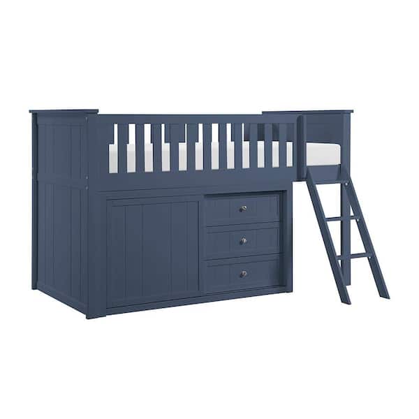 Lazzara Darden 82 in. Blue Low Loft Bunk Bed with Dresser B2083BULL-1_DR - The Home Depot Lazzara Darden 82 in. Blue Low Loft Bunk Bed with Dresser B2083BULL-1_DR - The Home Depot
