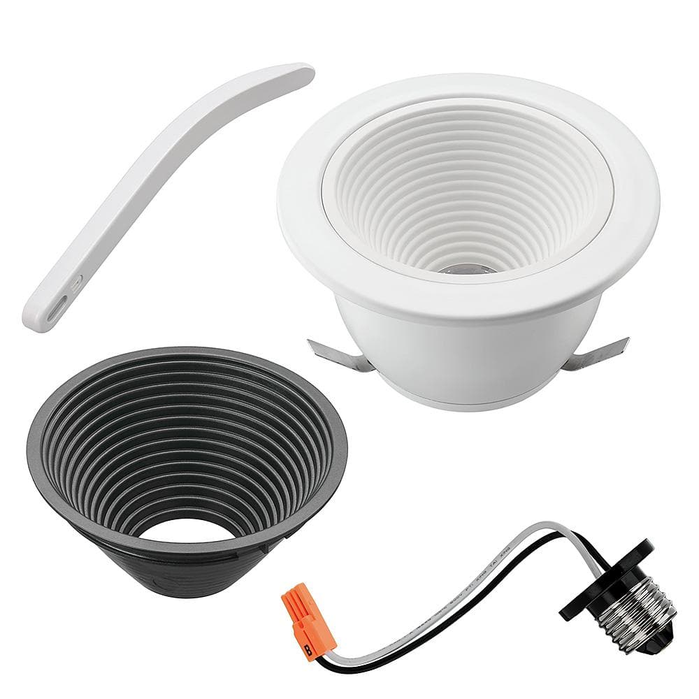 4-Inch White and Black Aluminum LED Recessed Light with Baffle Trim