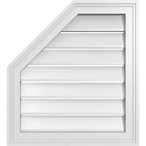 20 in. x 22 in. Octagonal Surface Mount PVC Gable Vent: Functional with Brickmould Frame