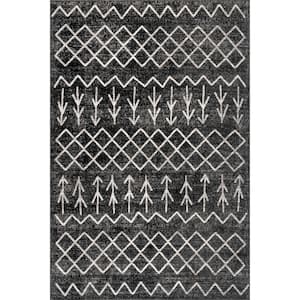 Malia Machine Washable Moroccan Gray Doormat 3 ft. x 5 ft. Transitional Accent Rug