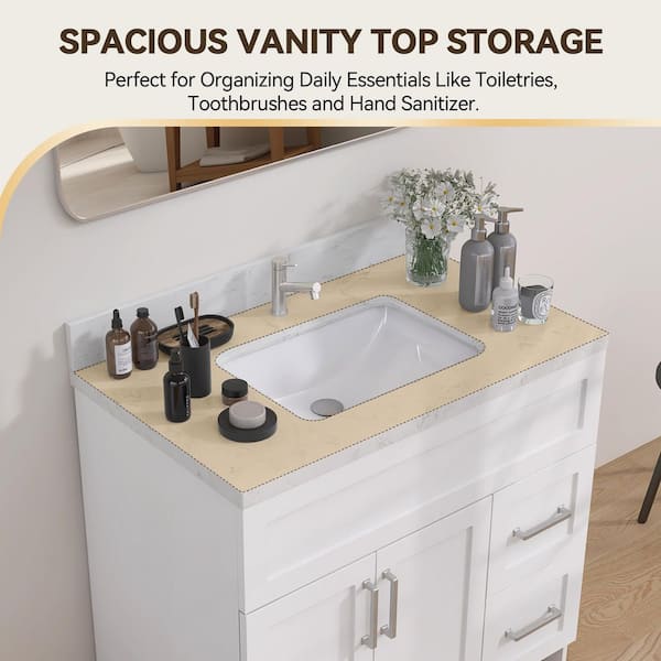 Getpro 36 in. W x 22 in. D Engineered Stone Rectangular Single