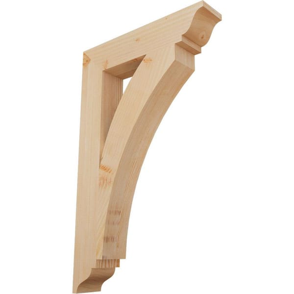 Ekena Millwork 3.5 in. x 32 in. x 20 in. Douglas Fir Thorton Traditional Smooth Bracket