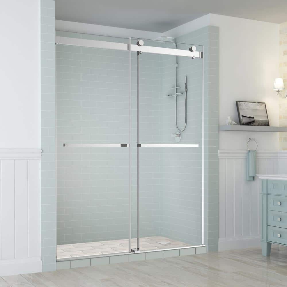 Rivage 76'' x 60'' Chrome Frameless Sliding Shower Door