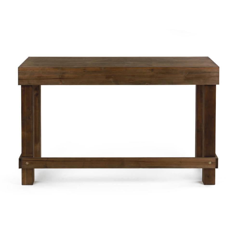 Farmhouse Natural Finish Solid Wood Console Table, 48x16 Inches