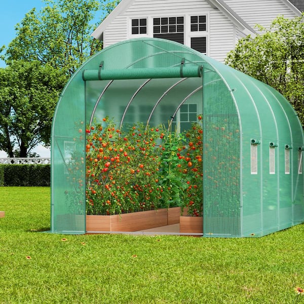 Walk-in Tunnel Greenhouse, 14. 6x6. 4x6. 3 ft. Hoop House Greenhouse Tunnel, with Galvanized Steel Frame, Green PE Cover
