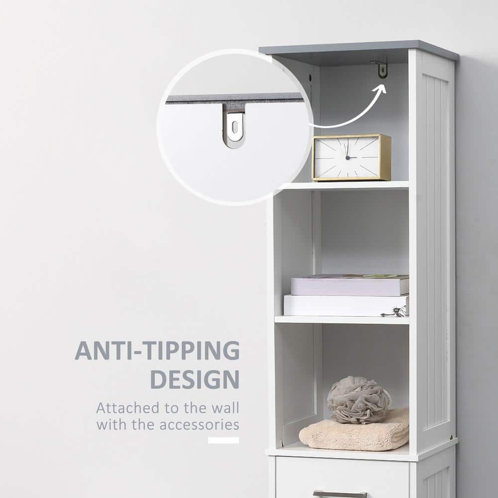 White Tall Freestanding Cabinet with Adjustable Shelving