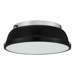 Taspen 14 in. Black and Chrome CCT Color Temperature Selectable LED Flush Mount Kitchen Ceiling Light Fixture