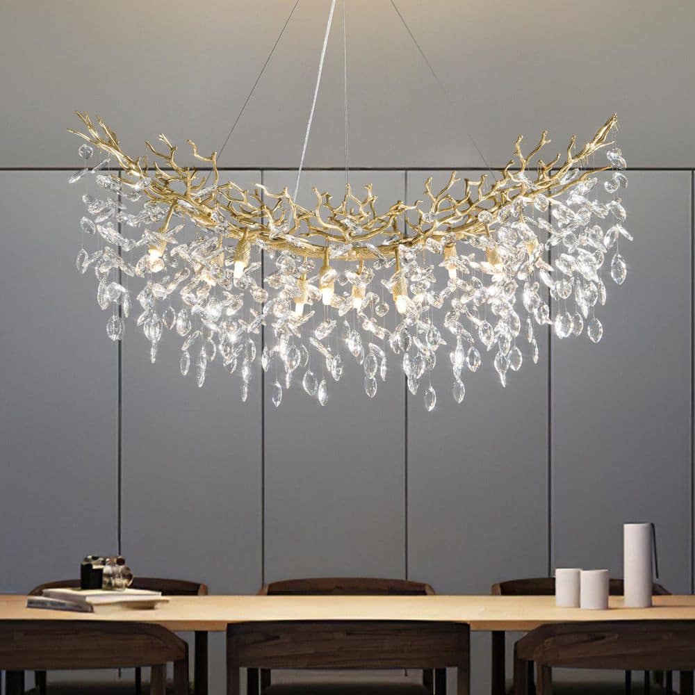 YUYI Modern Chandelier 43 in. 12-Light Gold Chandelier for Dinning