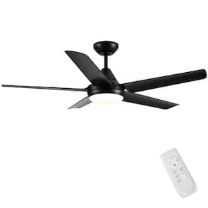 48 in. LED Indoor Matte Black Ceiling Fan with Integrated Light Kit and Remote Control