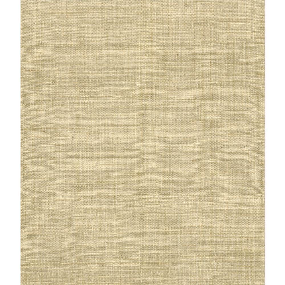 Wheat and Dark Brown Grasscloth Non-Pasted Wallpaper