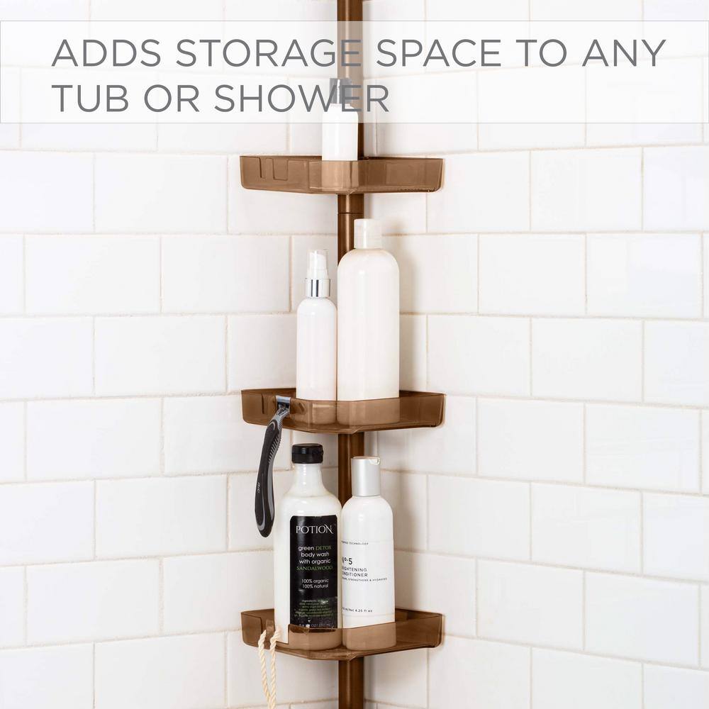 Bronze 4-Tier Adjustable Tension Corner Shower Caddy
