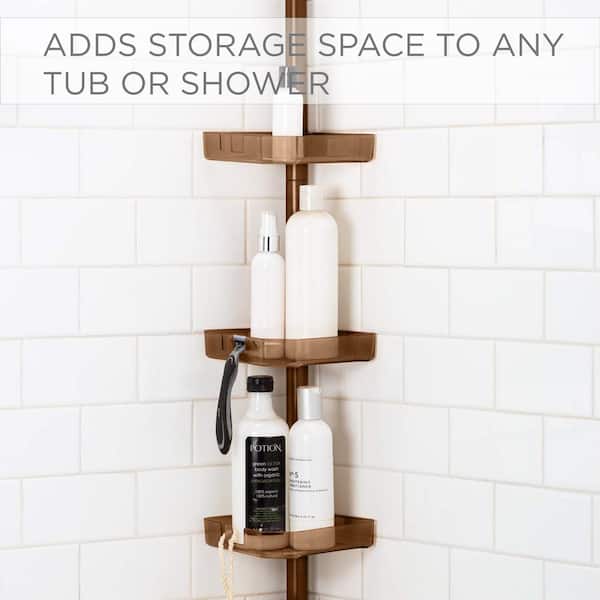 Bath Bliss Bronze Plastic 4-Shelf Tension Pole Freestanding Shower