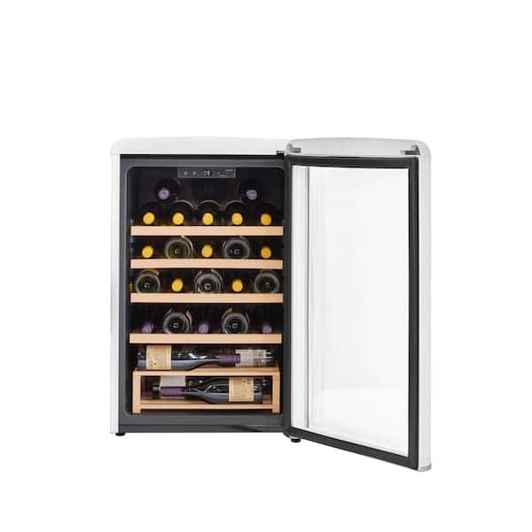 Classic Retro 21 in. 28-Bottle Single Zone Retro Free Standing Wine Cooler in Marshmallow White